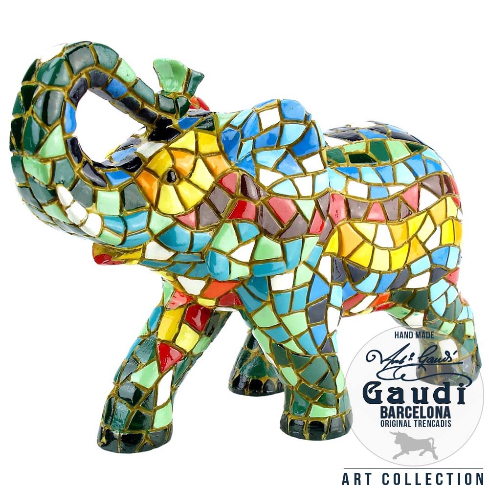Kan niet lezen of schrijven Ongehoorzaamheid lanthaan Olifant beeld Art Unica kleurrijk mozaiek olifant beeldje