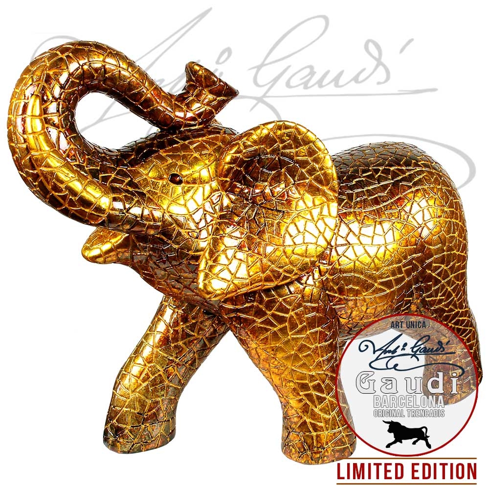 bijtend Gevlekt Van storm Olifant beeld goud Gaudi uniek groot design olifantenbeeld