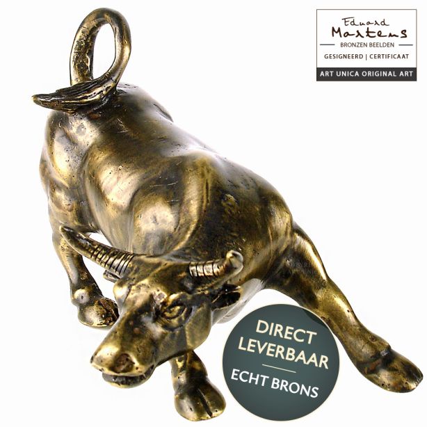 Bronzen beeldje Stier van Eduard Martens Art Unica brons