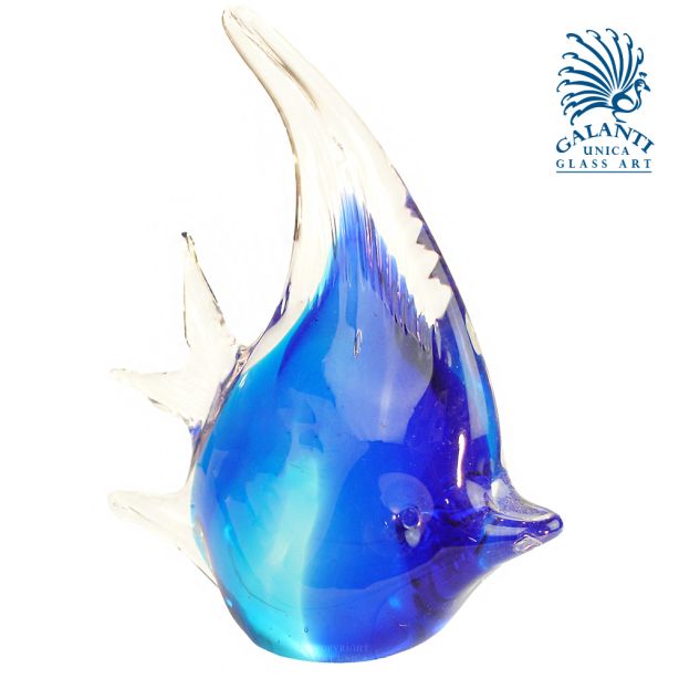 Glaskunst beeldje vis titel Azure Belle kleur blauw