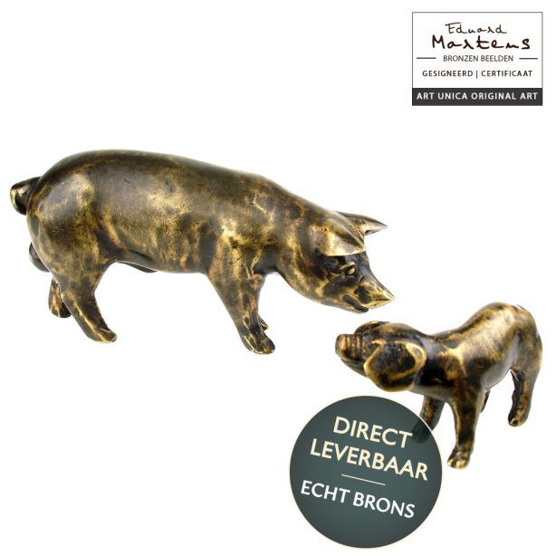 Bronzen beeldjes Varken met Biggetje