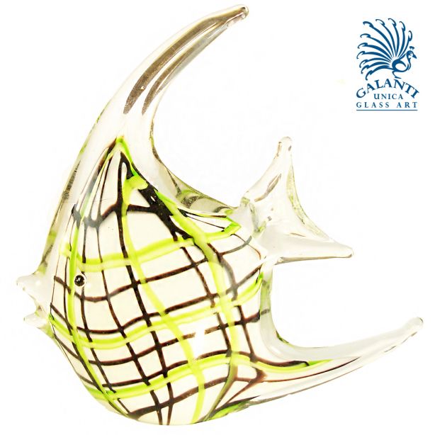 Glaskunst beeldje Vis Geel Yellow Elegance 17cm