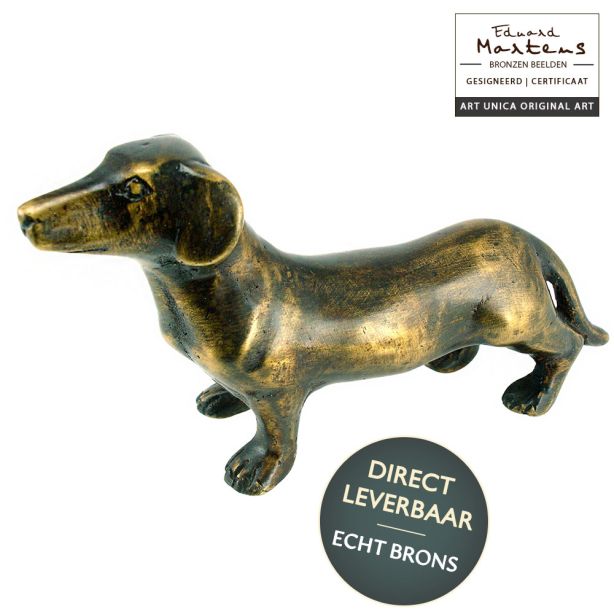 Bronzen Beeldje Hondje Tekkel van Eduard Martens Art Unica