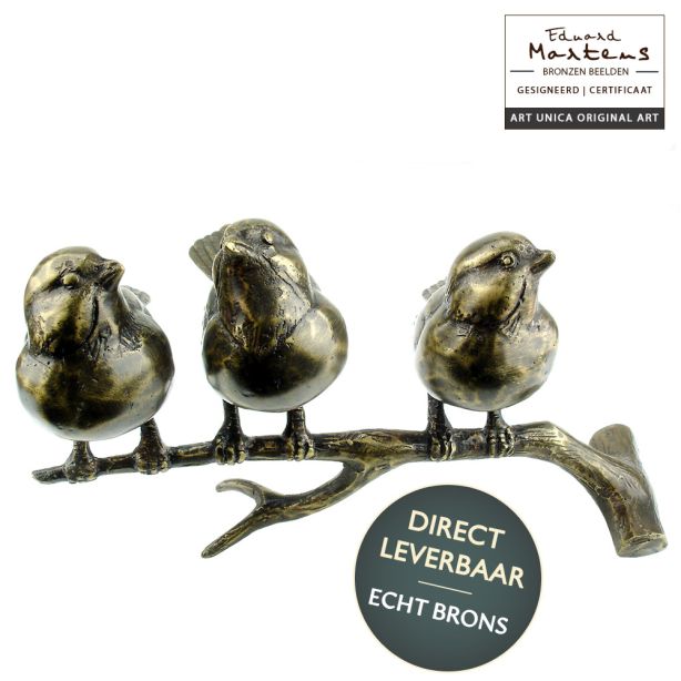Bronzen beeldje 3 Vogels op Tak Eduard Martens