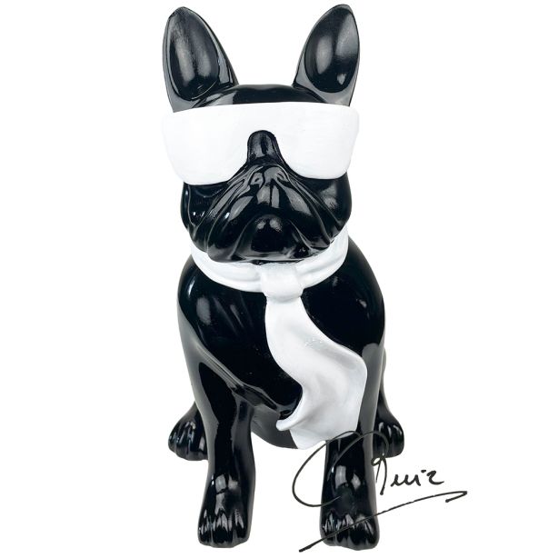 Pop Art Beeld Bulldog Soul Man Black met bril
 28cm