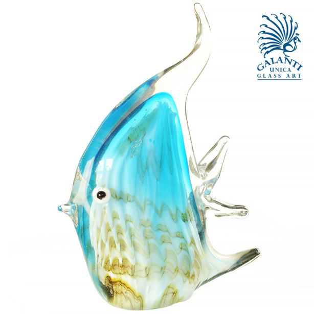 Vis glaskunst blauw Ocean Elegance 21cm