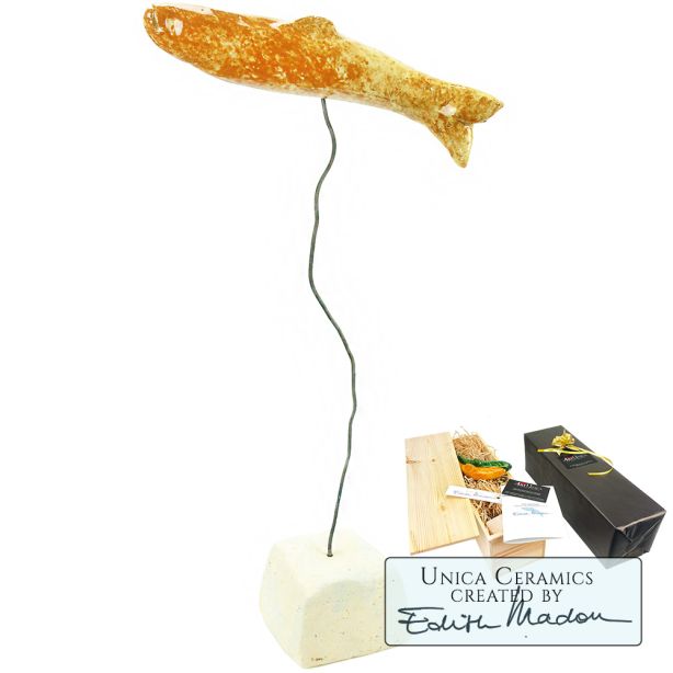 Geluksvisje keramiek beeldje vis Art Unica keramiek vissen