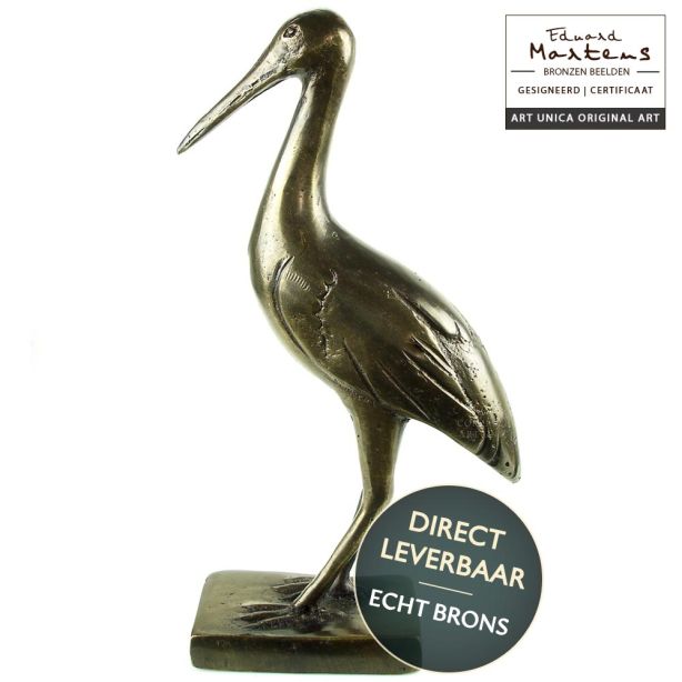 Ooievaar bronzen beeldje