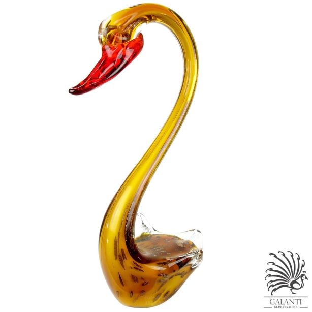 Zwaan beeldje glas oker