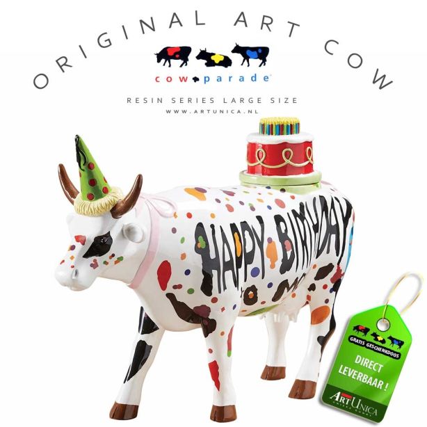Happy Birthday Koebeeld beschilderd