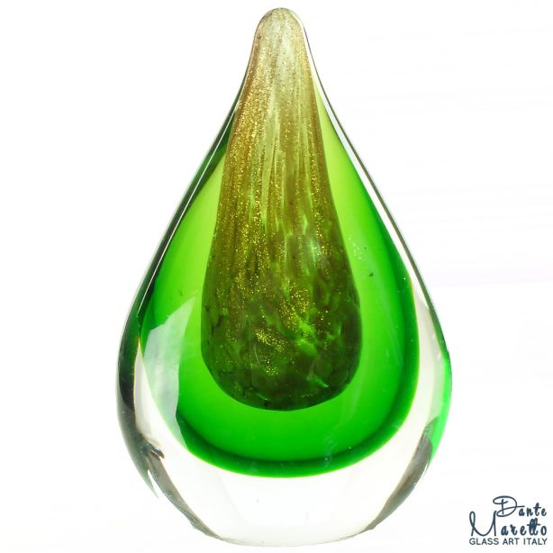 Glassculptuur Vlam Groen 12cm