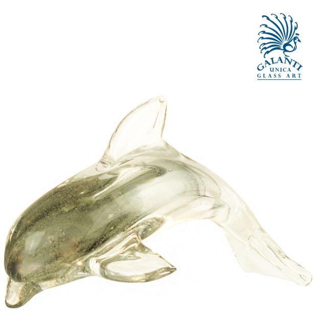 Glaskunst beeldje Dolfijn Grey Diver 17cm