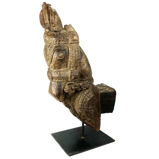  Houten beeld Paard Marwari antiek