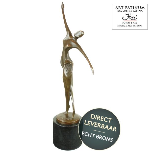 Bronzen beeld vrouw in danshouding titel Life Dance The Woman