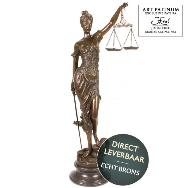 Vrouwe Justitia bronzen beeld 100cm Art Unica brons Collectie