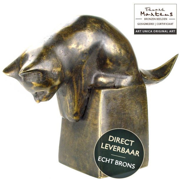 Bronzen beeldje Poes 12cm Eduard Martens