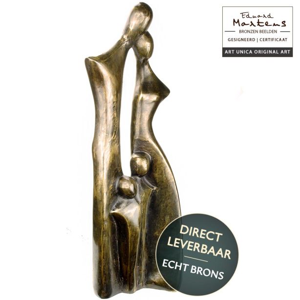 Bronzen beeldje Familie met 2 Kinderen van Eduard Martens Art Unica