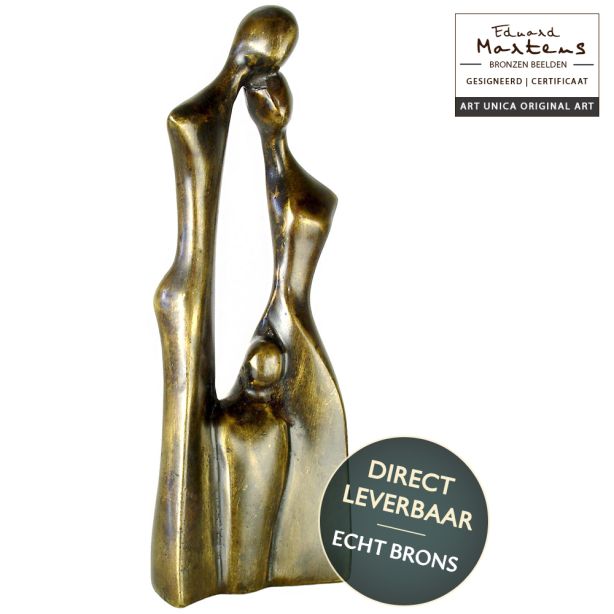 Bronzen beeldje Familie met 1 Kind van Eduard Martens Art Unica