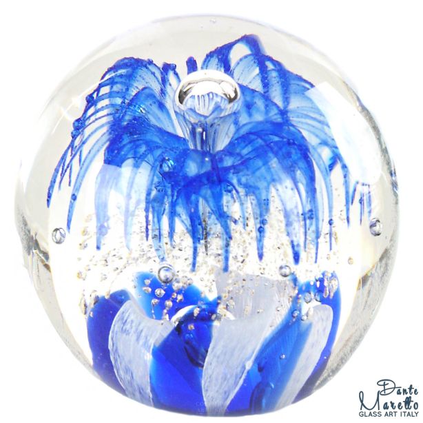 Glassculptuur rond blauw Mare Dante Maretto