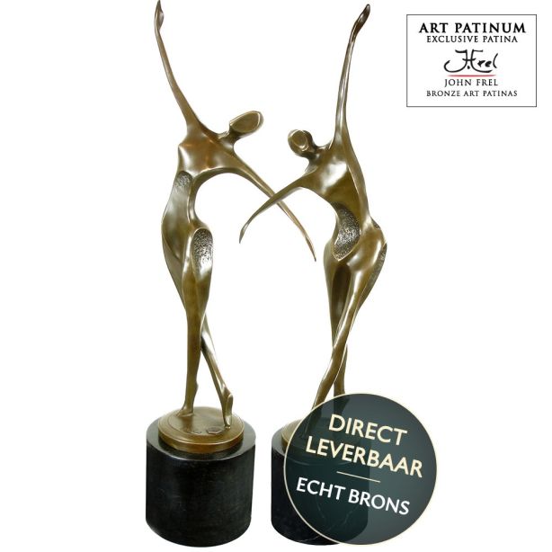 Bronzen beelden set van 2stuks man en vrouw in danshouding titel Heart Dance The Couple