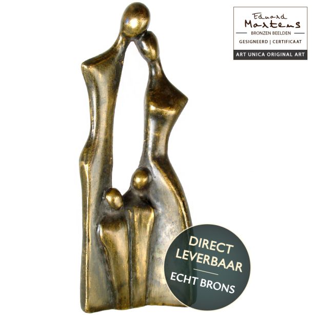 Bronzen beeld 44cm Happy Family met 2 Kinderen van Eduard Martens Art Unica