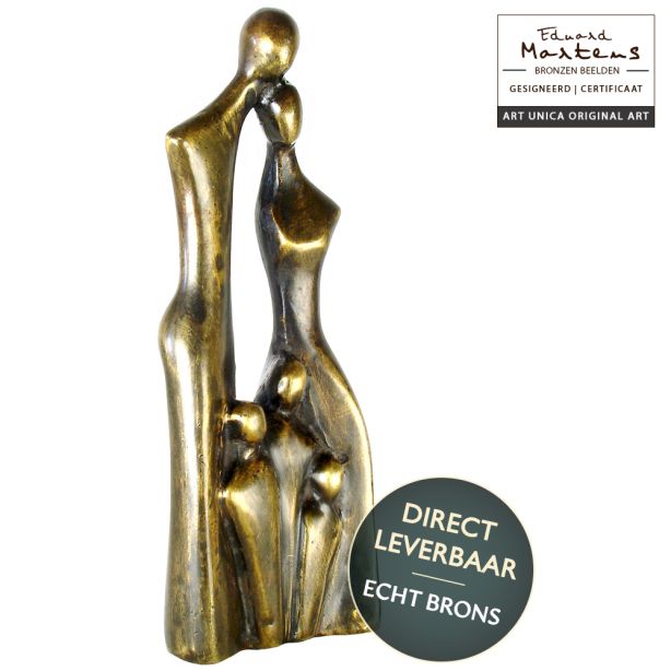 Bronzen beeld Familie met 3 kinderen 38cm van Eduard Marten