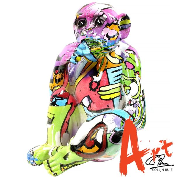 Art Chimp beeld zittende aap Graffity Art