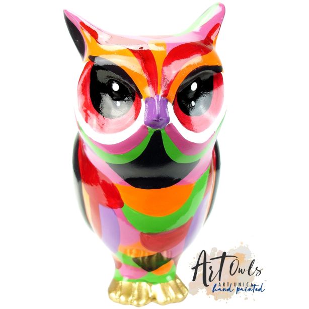 Art Owl RED FEATHER beeld uil rood Unica Artists