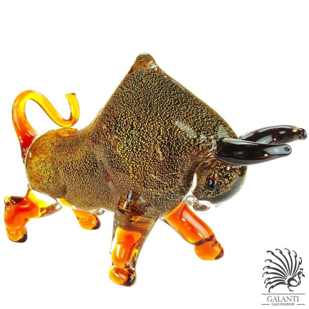 Beeld stier glaskunst goud Art Unica unieke glassculpturen