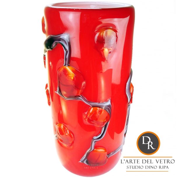 Fascino in Rosso unieke glaskunst vaas Art Unica
