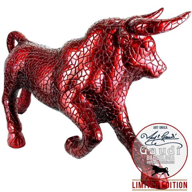 Stier mozaiek Gaudi 60cm rood handmade Barcelona