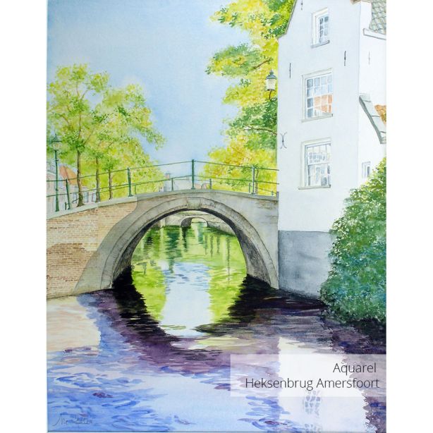 Schilderij Amersfoort  Havik Heksenbrug Aquarel Art Unica Galerie Bereikbare Kunst Amersfoort