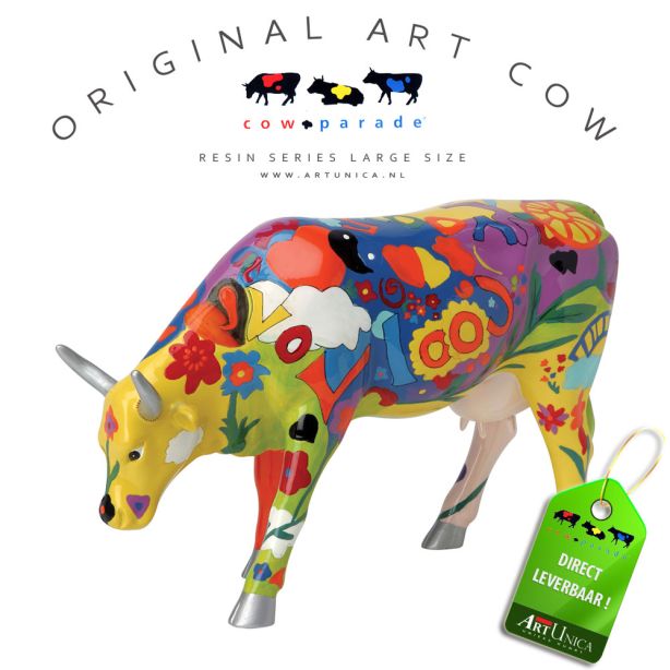 Koebeeldje groot Groovy Moo Art Unica