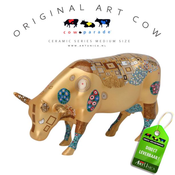 Art Cow koeienbeeldje keramiek Klimt Cow Art Unica 