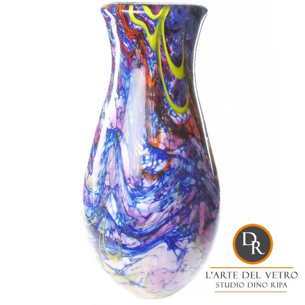 Livorno Italiaanse Murano glaskunst vaas blauw