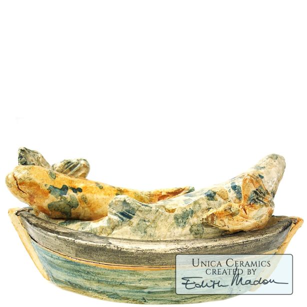 Love Boat Romantiek in een bootje keramiek beeld Edith Madou Art Unica