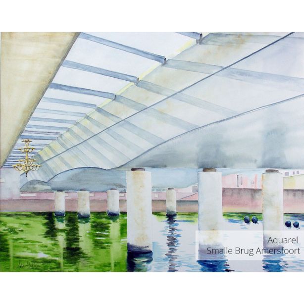 Schilderij Amersfoort Smalle Brug  Aquarel Art Unica Galerie Bereikbare Kunst Amersfoort