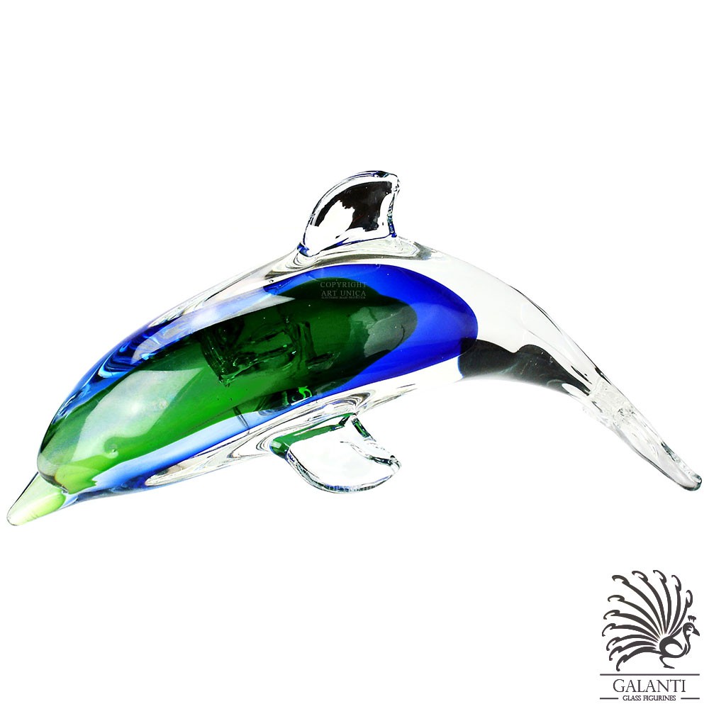 Dolfijn beeld glas Blauw groen