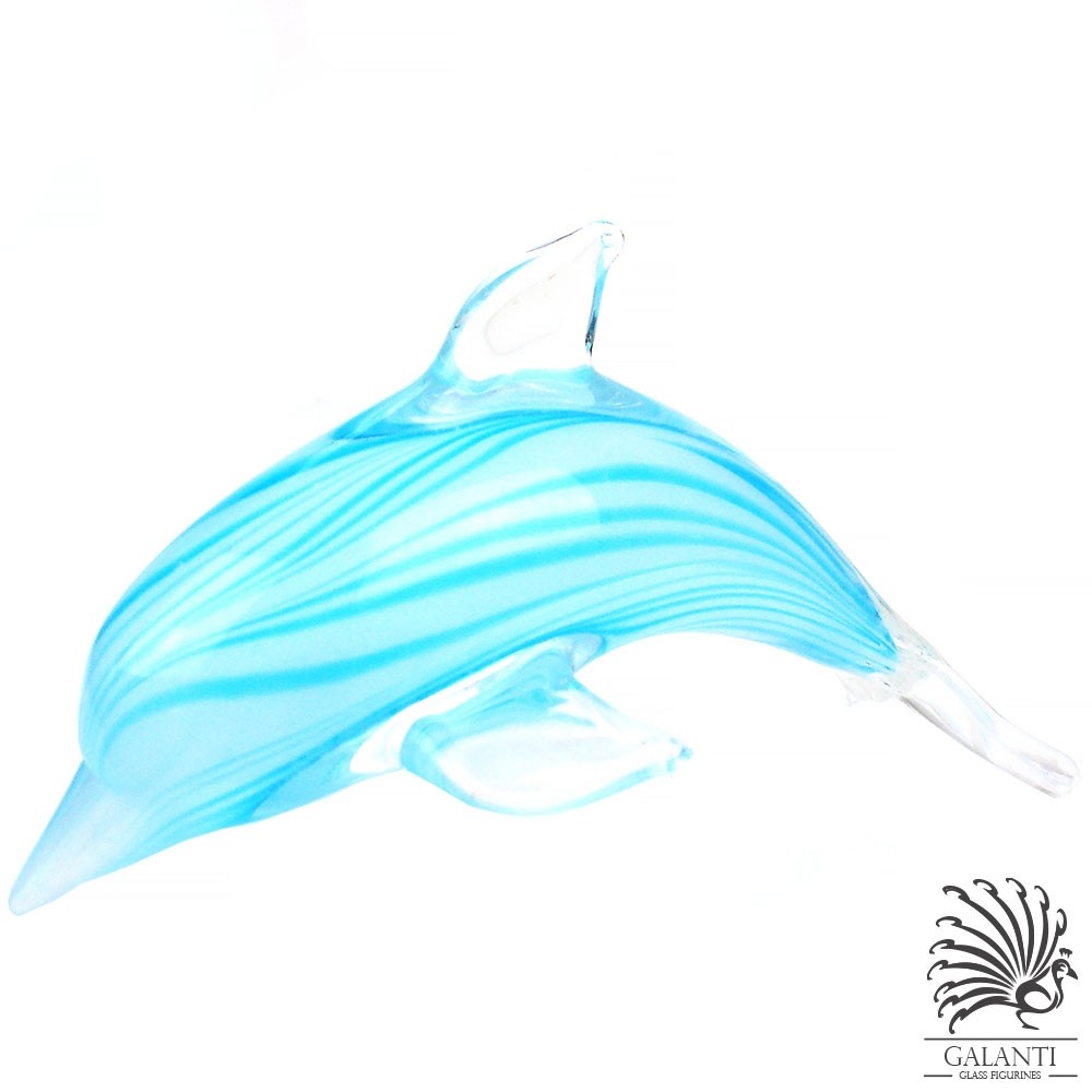 Dolfijn beeldje glas blauw gestreept