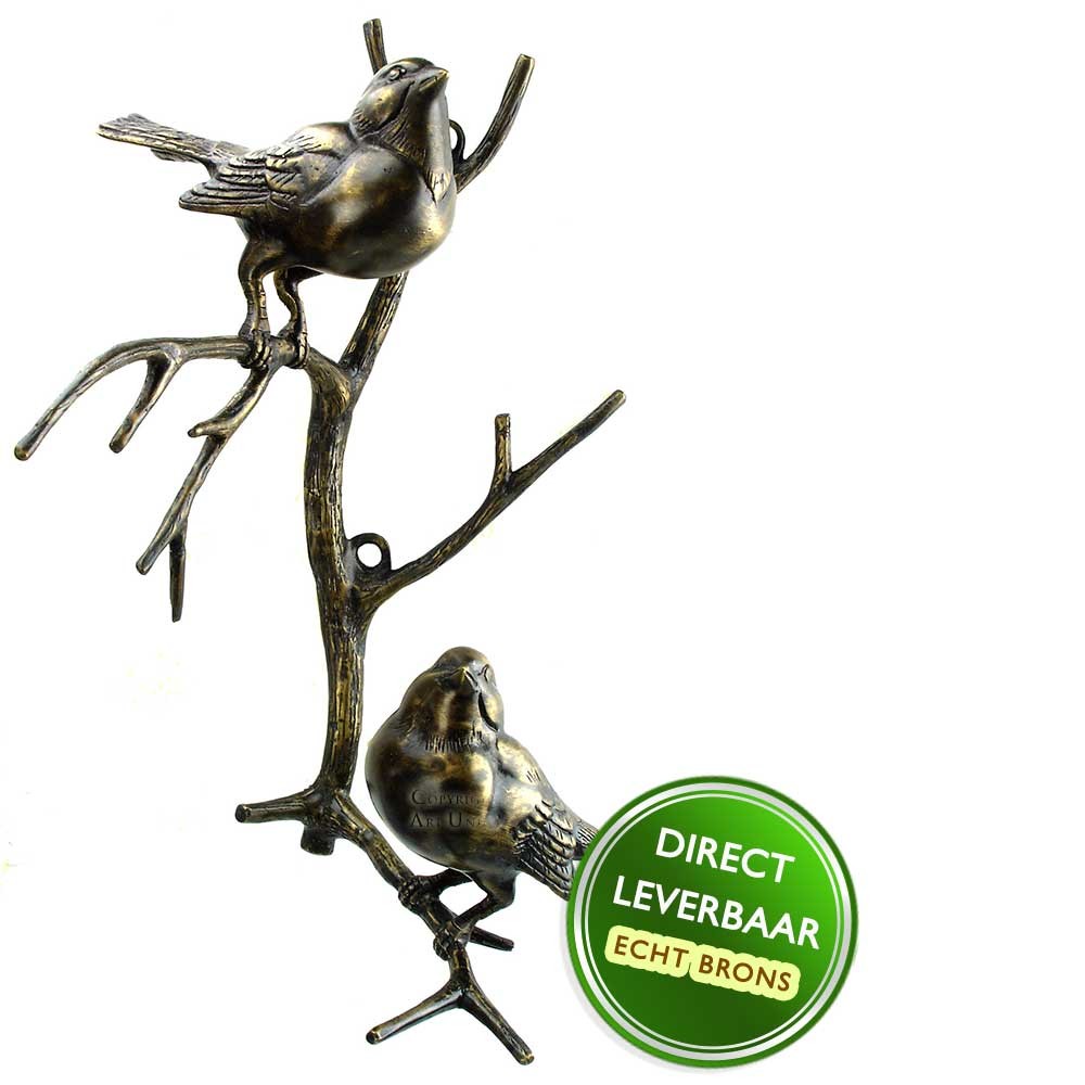 Crimineel geluk kousen Vogels op tak wandbevestiging echt brons Art Unica