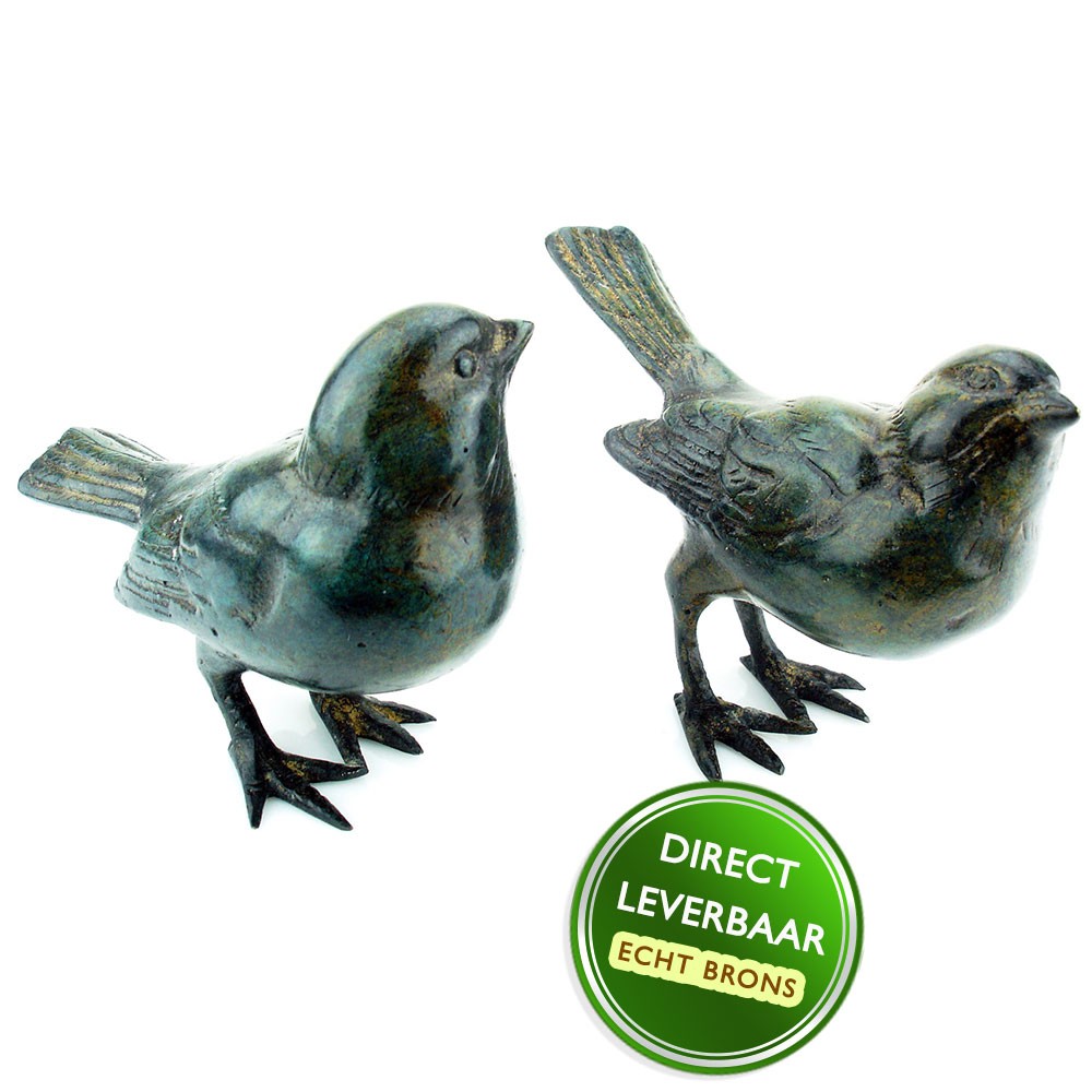 Bronzen musjes, bronzen beeldjes vogels mussen Art Unica