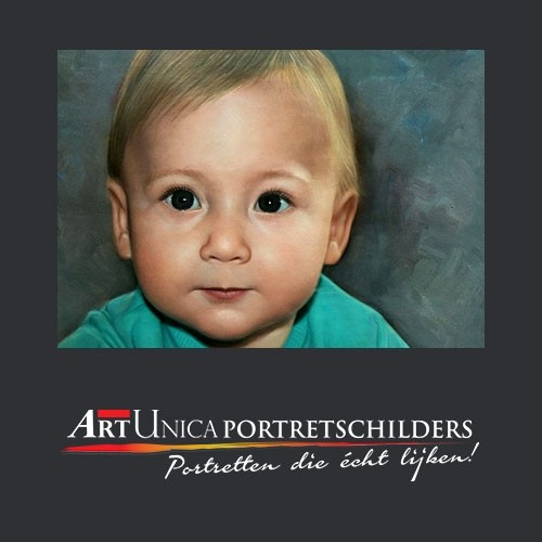 Baby portret geschilderd van foto