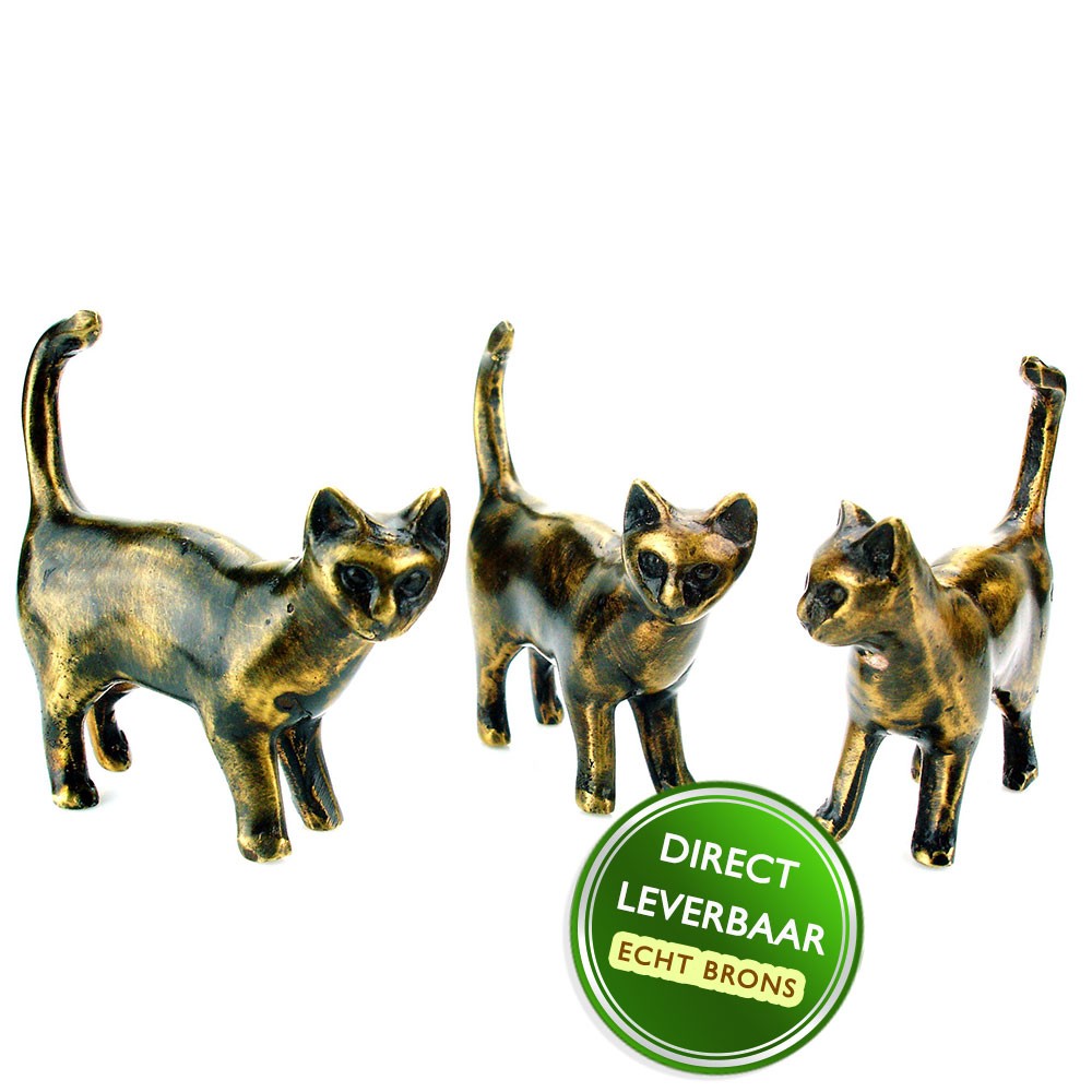Bronzen beeldjes poesjes kittens Art Unica