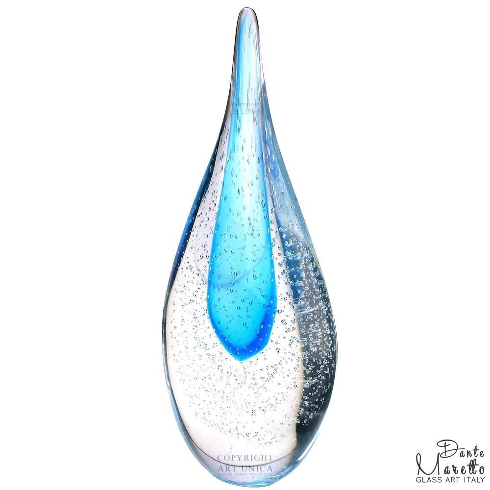 Glassculptuur Vlam Blauw Art Unica