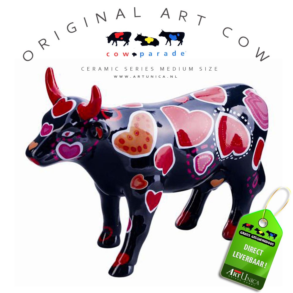 Art Cow Koeienbeeldje keramiek Coo ween of HeartsArt Unica