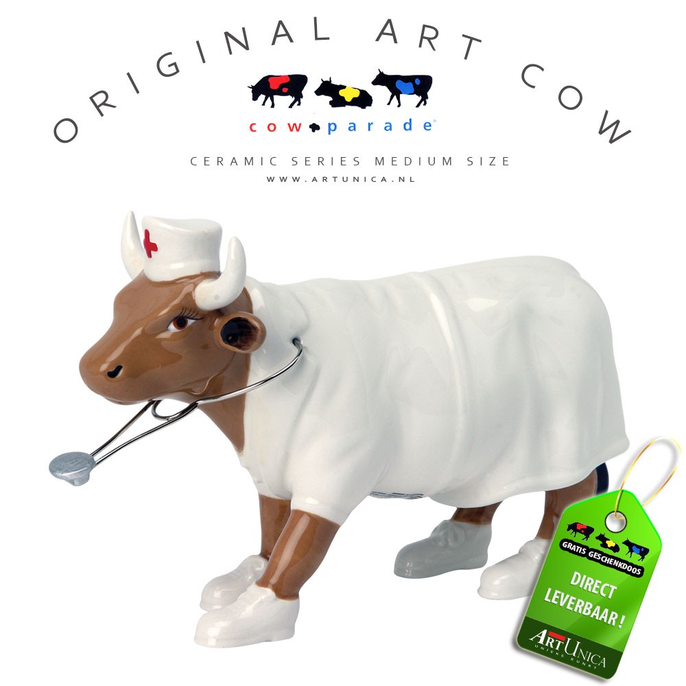 Art Cow Koeienbeeldje keramiek Nurse Nightencow Unica