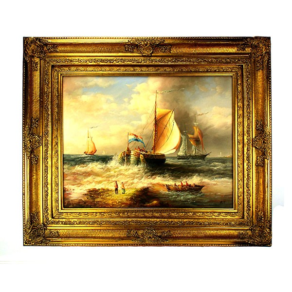 Romantisch schilderij boten op zee Art Unica