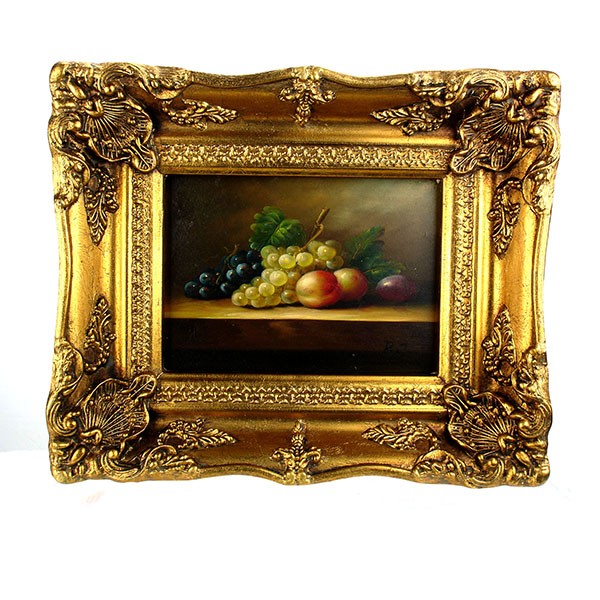 Romantisch schilderij stilleven Druiven en perziken Art Unica