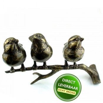 Bronzen beeldje vogels op tak Art Unica