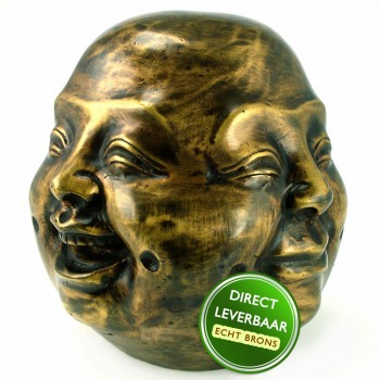 Bronzen beeldje Geluks Boeddah met vier gezichten Art Unica